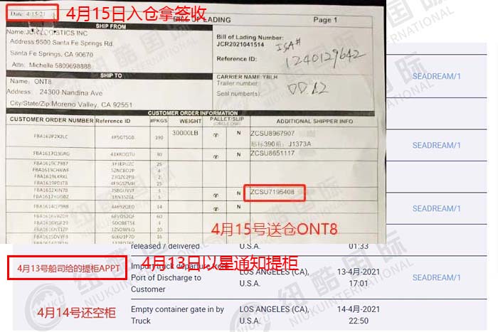 到美國ONT8多少天，尾端卡派提柜到入倉2天時效